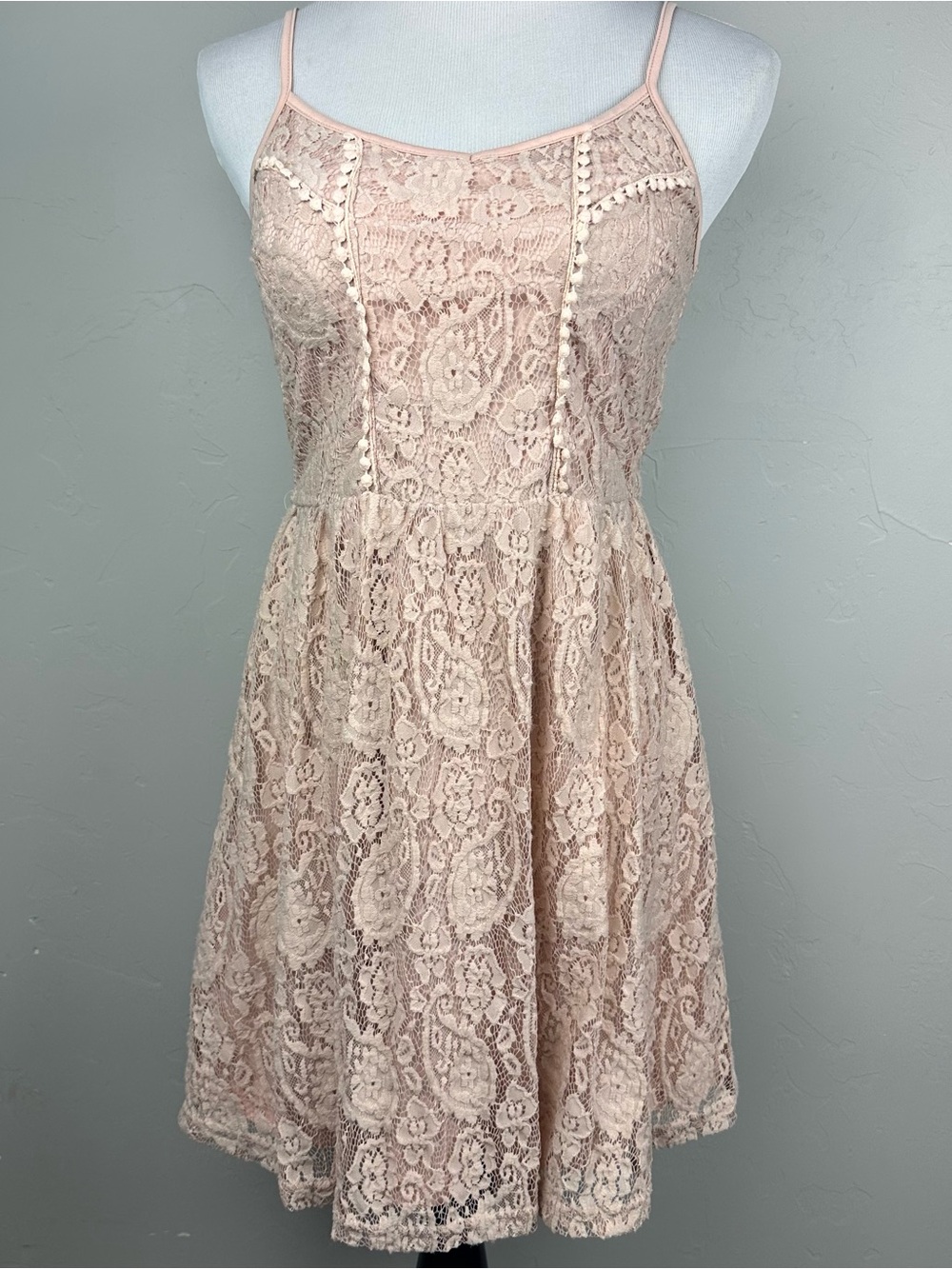 Altar’d State Blush Pink Lace Fit & Flare Dress Size Small